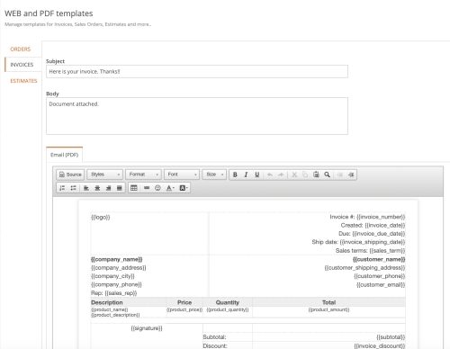 Field Sales App invoices template