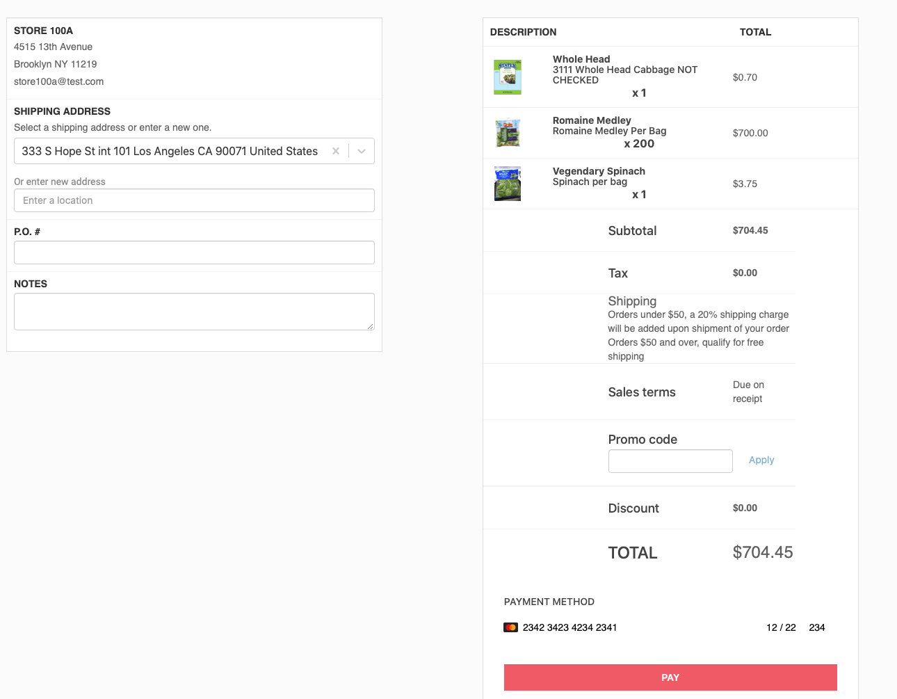 B2B e-commerce b2b order portal checkout