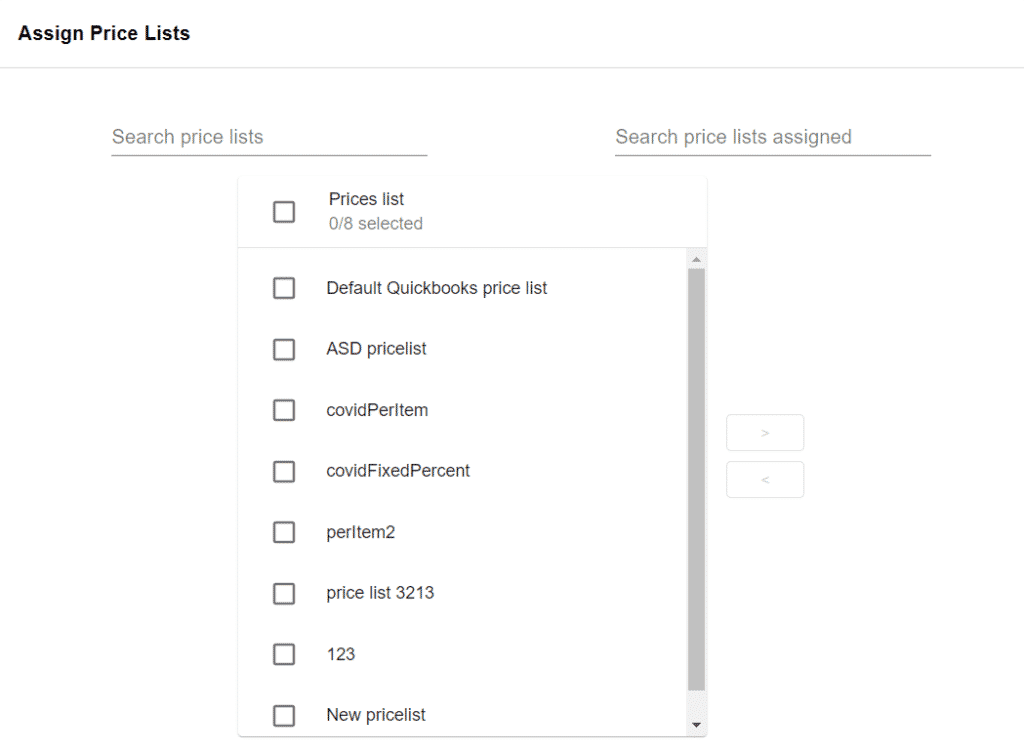 atribuir lista de preços