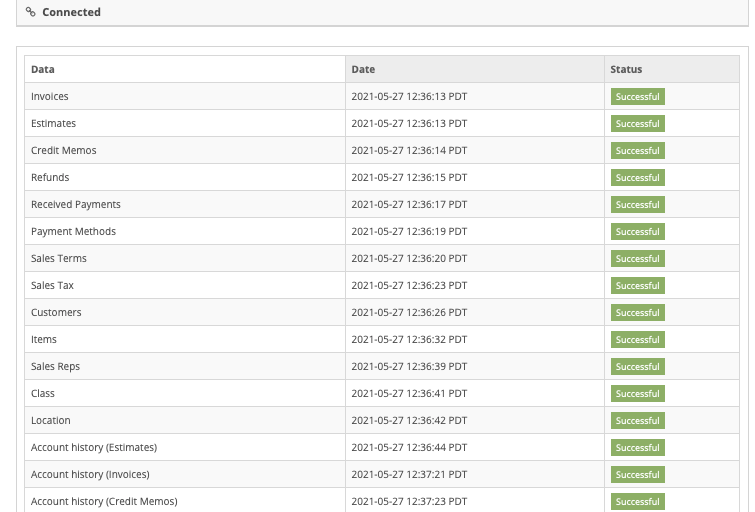 sincronización en línea de Quickbooks recortada