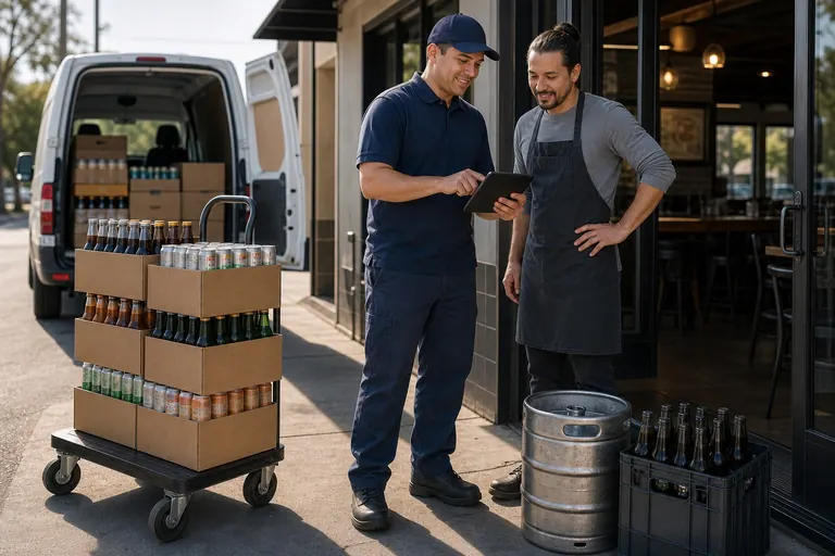 Integraciones Conductor de reparto completando una entrega de ruta
