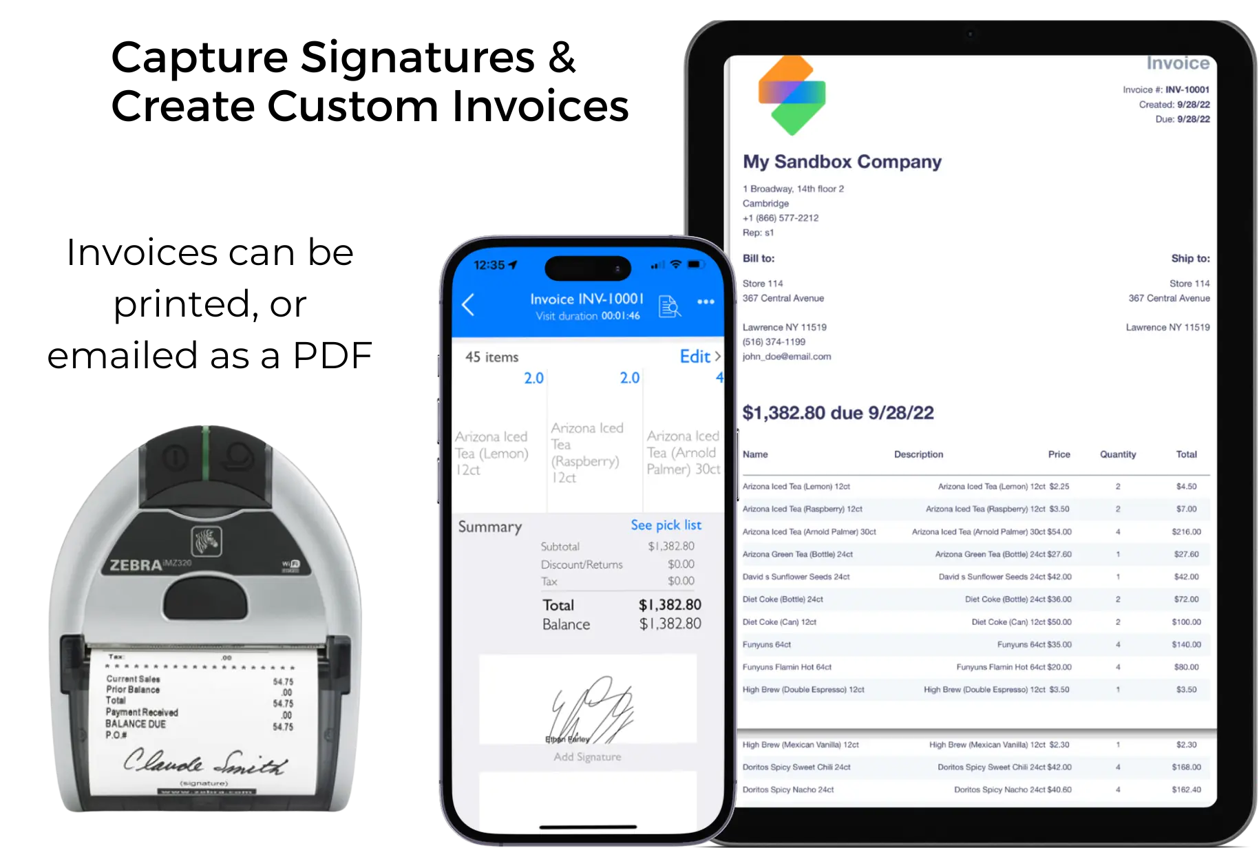 Mobile Invoicing mobile invoice printer