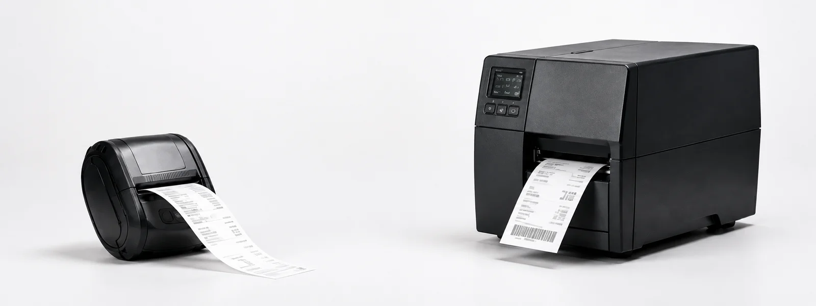 Ilustrasi studio tentang alur kerja pencetakan inSitu, meliputi printer struk termal portabel dan printer gudang.
