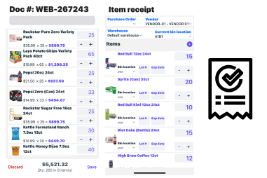 New Features purchase items with receipt